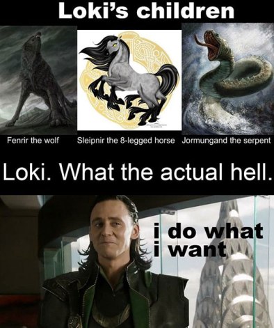 funny-mythology-Loki-children-snake-wolf